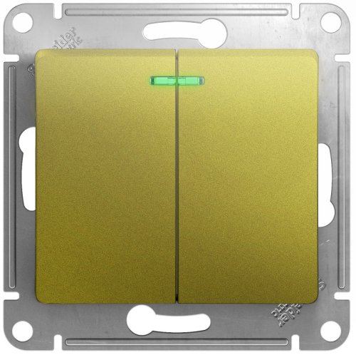 Выключатель с подсветкой без рамки Systeme Electric Glossa 2-кл. фисташковый фото Выключатель с подсветкой без рамки Systeme Electric Glossa 2-кл. фисташковый картинка